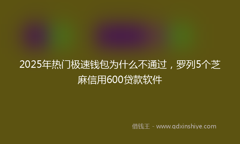 2025年热门极速钱包为什么不通过，罗列5个芝麻信用600贷款软件