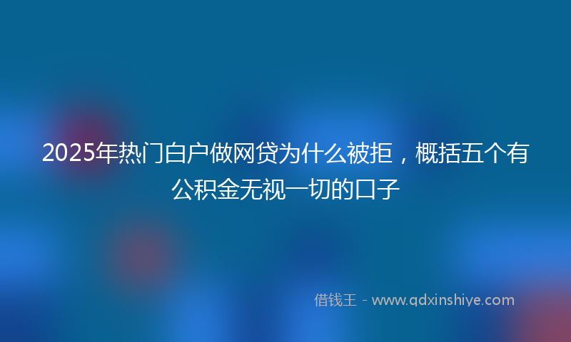 2025年热门白户做网贷为什么被拒，概括五个有公积金无视一切的口子
