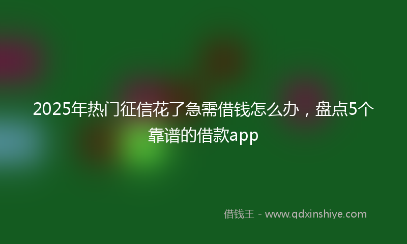 2025年热门征信花了急需借钱怎么办，盘点5个靠谱的借款app