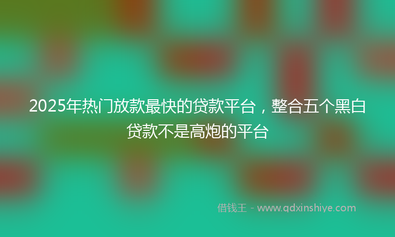 2025年热门放款最快的贷款平台，整合五个黑白贷款不是高炮的平台