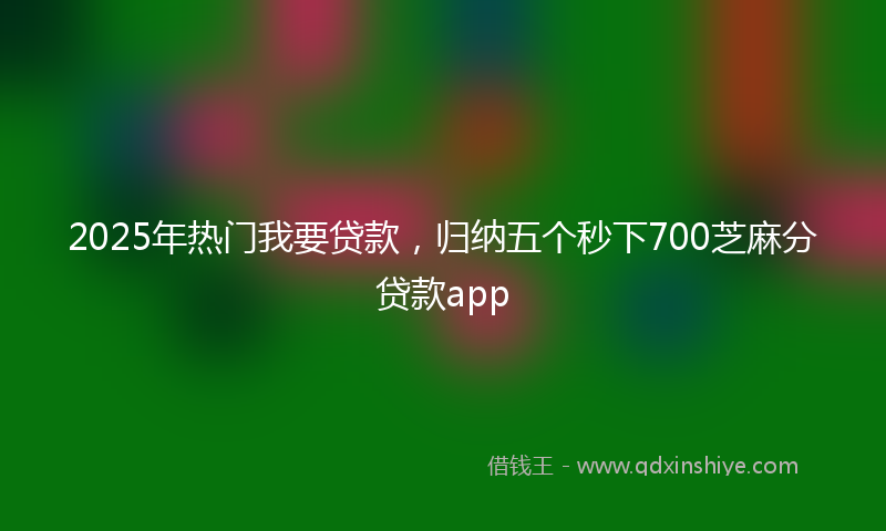 2025年热门我要贷款，归纳五个秒下700芝麻分贷款app