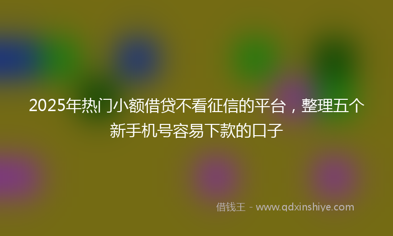 2025年热门小额借贷不看征信的平台，整理五个新手机号容易下款的口子