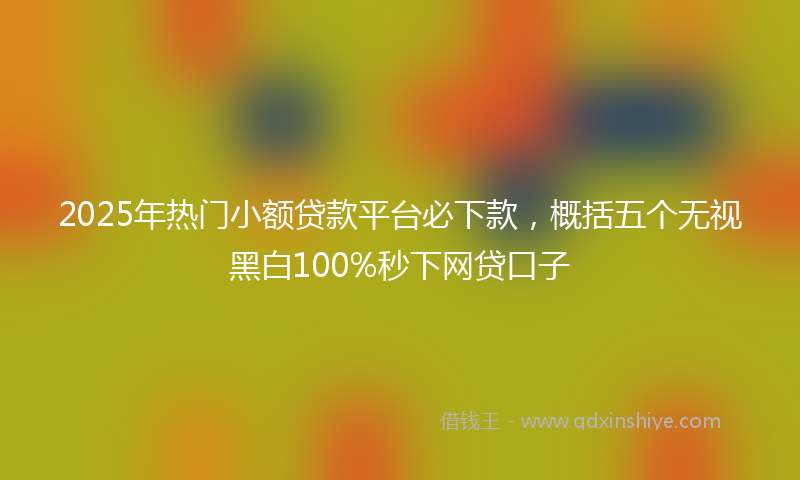 2025年热门小额贷款平台必下款，概括五个无视黑白100%秒下网贷口子