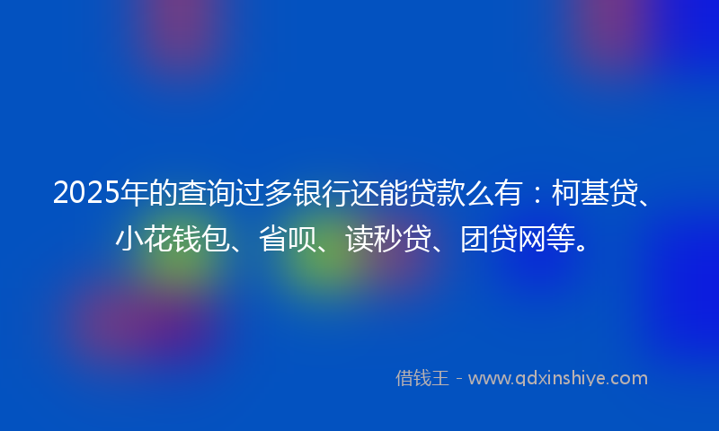 2025年的查询过多银行还能贷款么有：柯基贷、小花钱包、省呗、读秒贷、团贷网等。