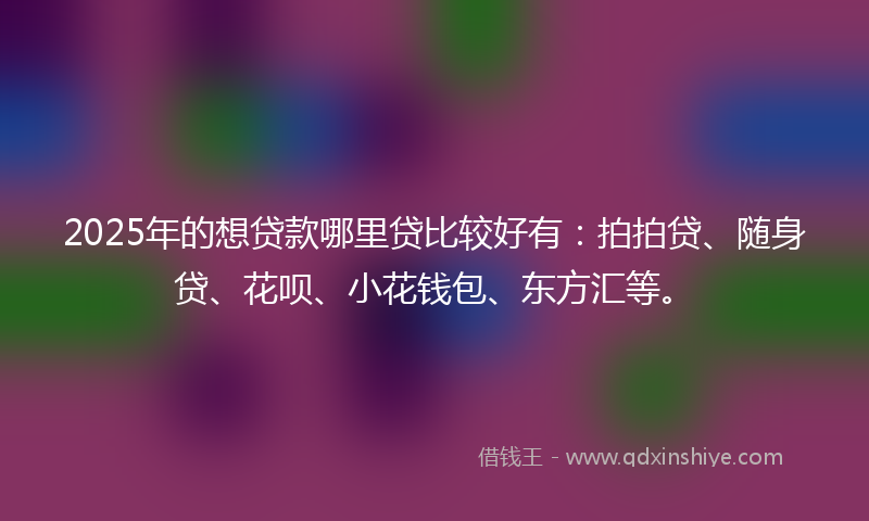 2025年的想贷款哪里贷比较好有：拍拍贷、随身贷、花呗、小花钱包、东方汇等。