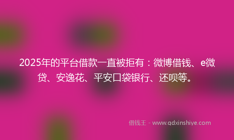 2025年的平台借款一直被拒有：微博借钱、e微贷、安逸花、平安口袋银行、还呗等。