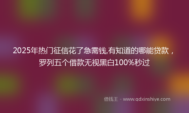 2025年热门征信花了急需钱,有知道的哪能贷款，罗列五个借款无视黑白100%秒过