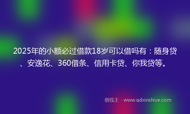 2025年的小额必过借款18岁可以借吗有：随身贷、安逸花、360借条、信用卡贷、你我贷等。