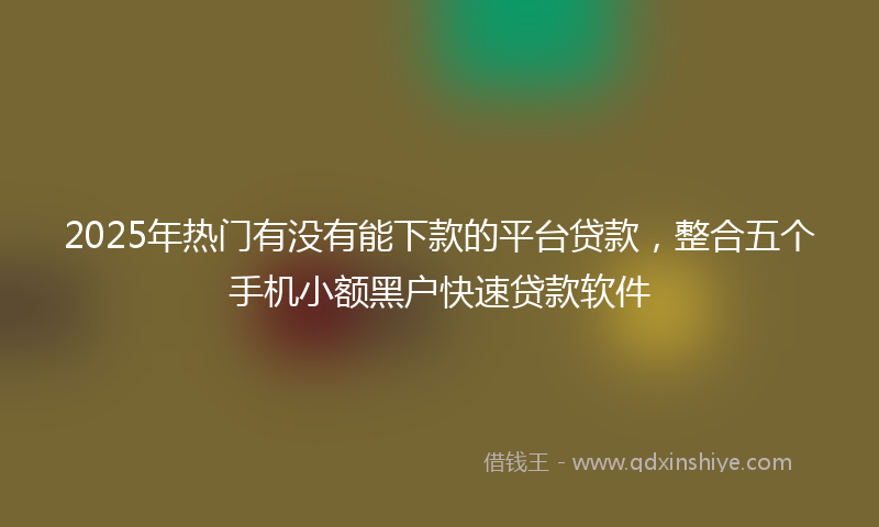 2025年热门有没有能下款的平台贷款，整合五个手机小额黑户快速贷款软件