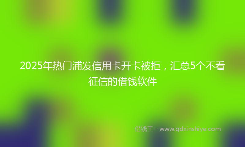 2025年热门浦发信用卡开卡被拒，汇总5个不看征信的借钱软件