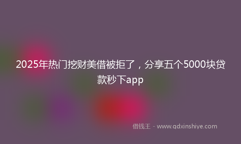2025年热门挖财美借被拒了，分享五个5000块贷款秒下app