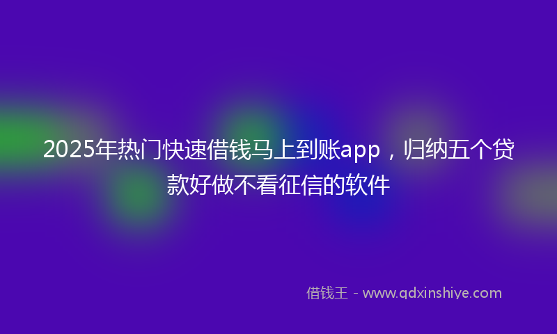 2025年热门快速借钱马上到账app，归纳五个贷款好做不看征信的软件