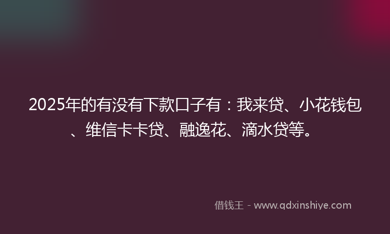 2025年的有没有下款口子有：我来贷、小花钱包、维信卡卡贷、融逸花、滴水贷等。