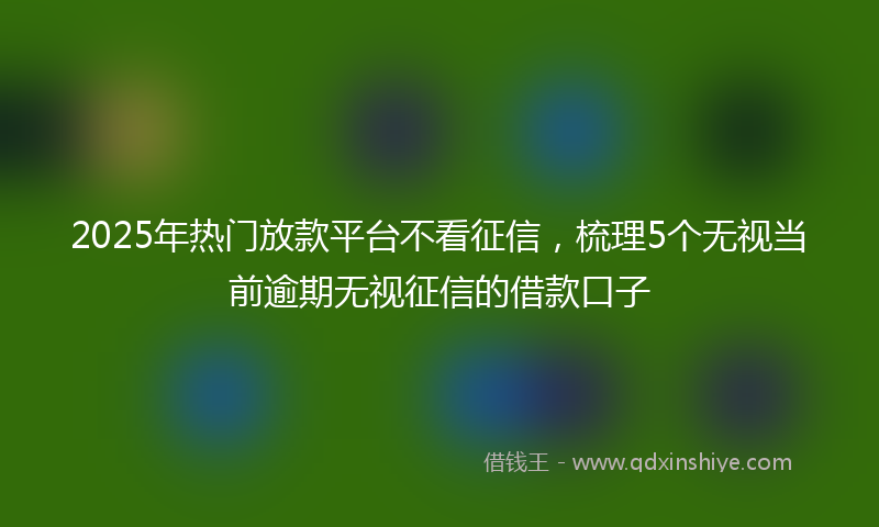 2025年热门放款平台不看征信，梳理5个无视当前逾期无视征信的借款口子