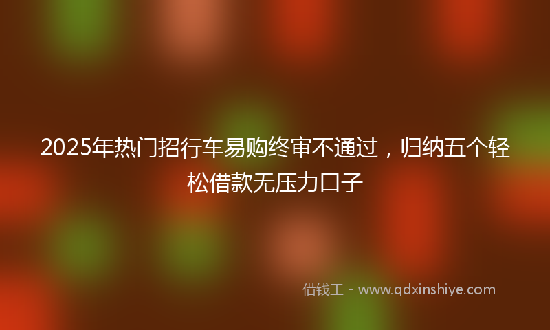 2025年热门招行车易购终审不通过，归纳五个轻松借款无压力口子