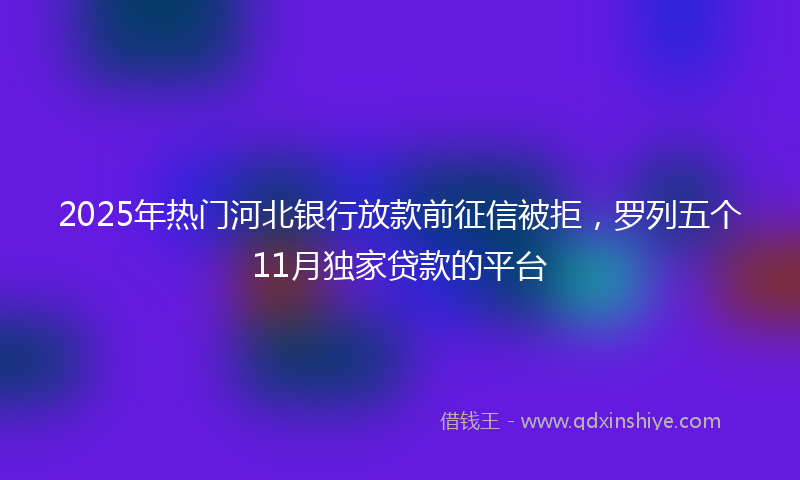 2025年热门河北银行放款前征信被拒，罗列五个11月独家贷款的平台