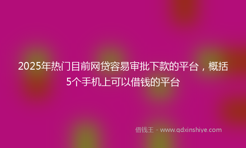 2025年热门目前网贷容易审批下款的平台，概括5个手机上可以借钱的平台