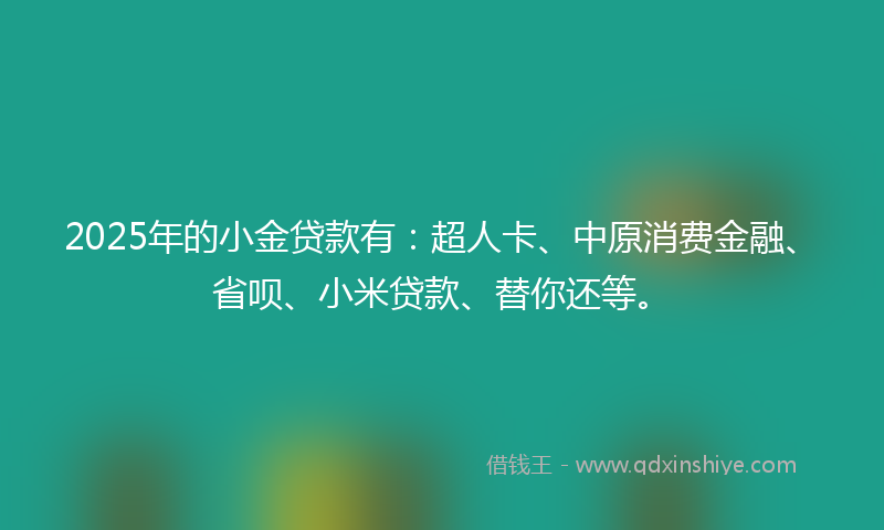 2025年的小金贷款有：超人卡、中原消费金融、省呗、小米贷款、替你还等。
