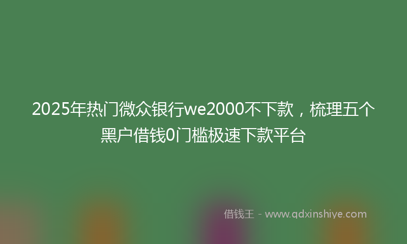 2025年热门微众银行we2000不下款，梳理五个黑户借钱0门槛极速下款平台