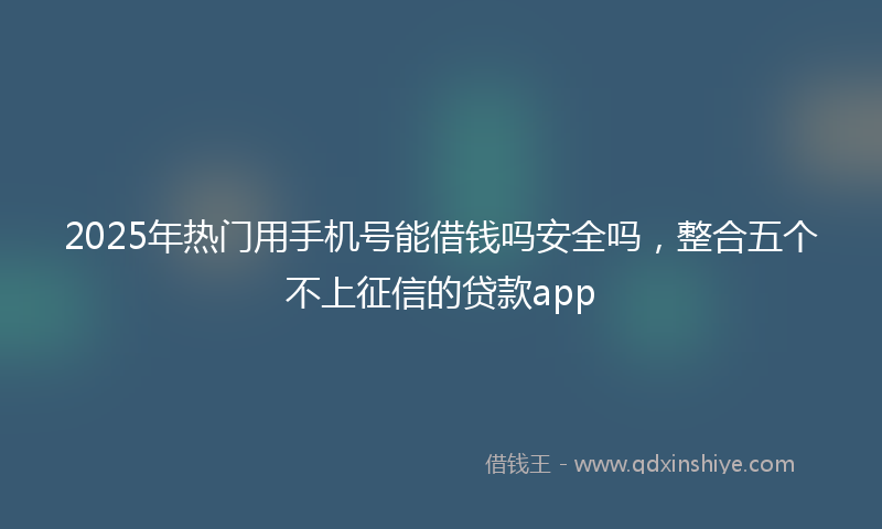 2025年热门用手机号能借钱吗安全吗，整合五个不上征信的贷款app
