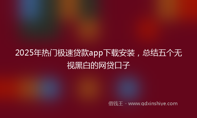 2025年热门极速贷款app下载安装，总结五个无视黑白的网贷口子