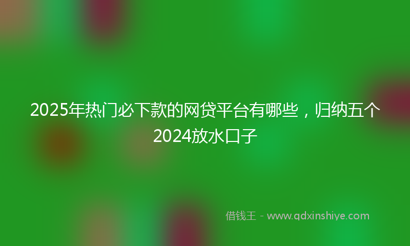 2025年热门必下款的网贷平台有哪些，归纳五个2024放水口子