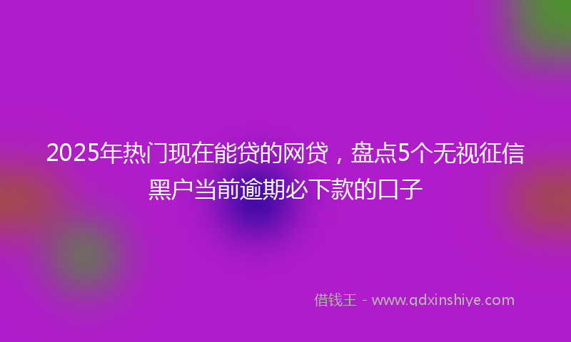 2025年热门现在能贷的网贷，盘点5个无视征信黑户当前逾期必下款的口子