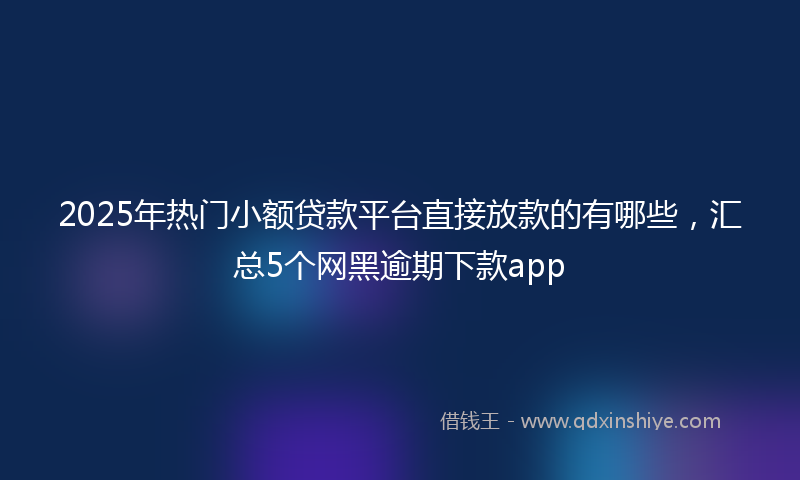 2025年热门小额贷款平台直接放款的有哪些，汇总5个网黑逾期下款app