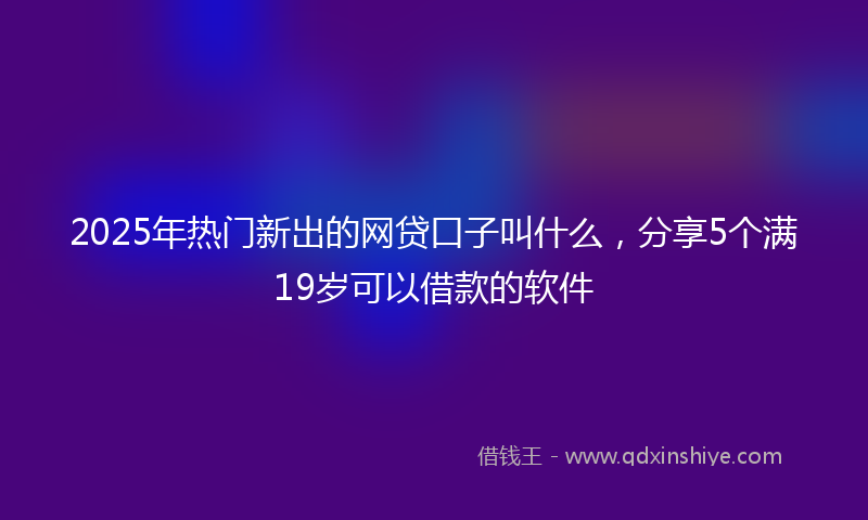 2025年热门新出的网贷口子叫什么，分享5个满19岁可以借款的软件