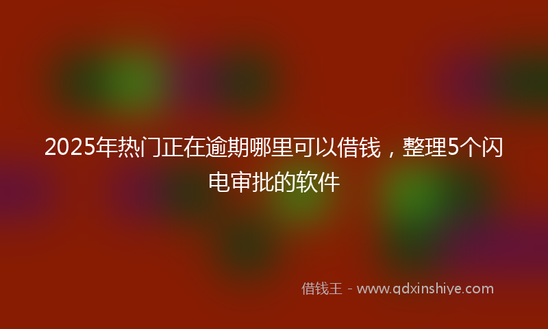 2025年热门正在逾期哪里可以借钱，整理5个闪电审批的软件