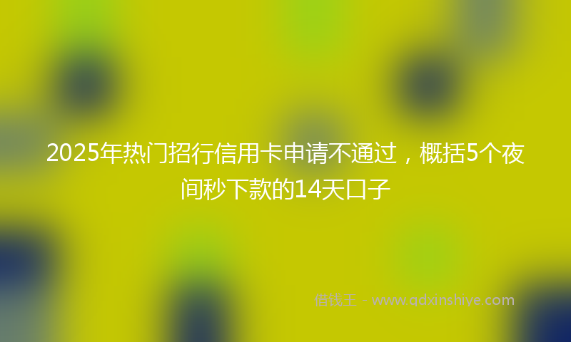 2025年热门招行信用卡申请不通过，概括5个夜间秒下款的14天口子