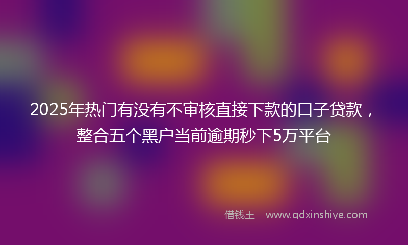 2025年热门有没有不审核直接下款的口子贷款，整合五个黑户当前逾期秒下5万平台
