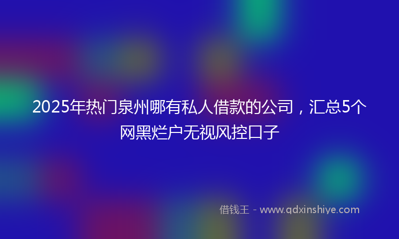2025年热门泉州哪有私人借款的公司，汇总5个网黑烂户无视风控口子