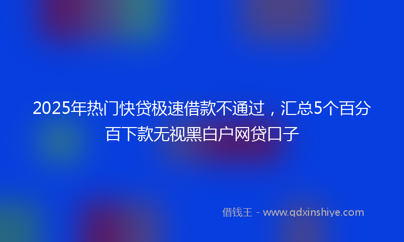 2025年热门快贷极速借款不通过，汇总5个百分百下款无视黑白户网贷口子