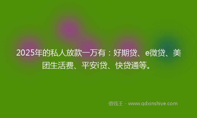 2025年的私人放款一万有：好期贷、e微贷、美团生活费、平安i贷、快贷通等。