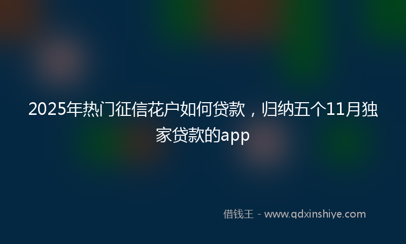 2025年热门征信花户如何贷款，归纳五个11月独家贷款的app
