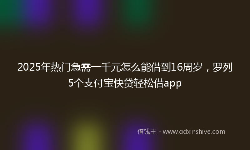 2025年热门急需一千元怎么能借到16周岁，罗列5个支付宝快贷轻松借app