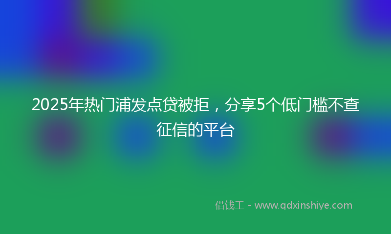 2025年热门浦发点贷被拒，分享5个低门槛不查征信的平台