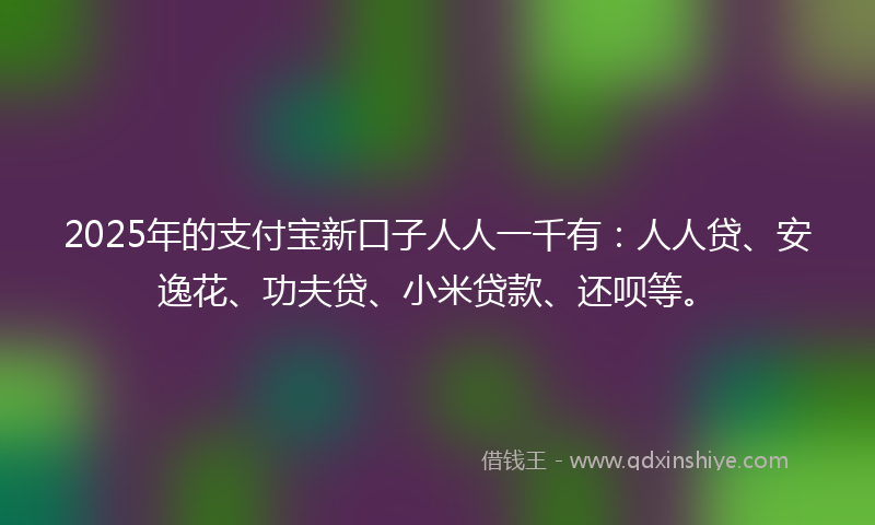 2025年的支付宝新口子人人一千有：人人贷、安逸花、功夫贷、小米贷款、还呗等。