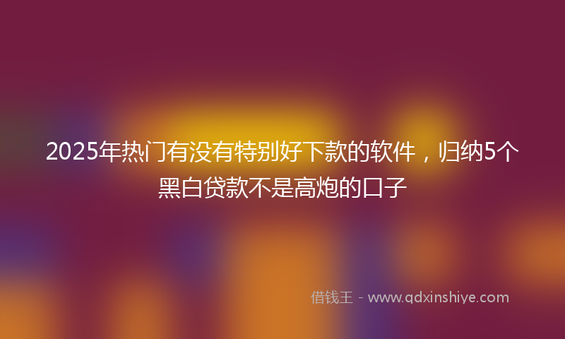 2025年热门有没有特别好下款的软件，归纳5个黑白贷款不是高炮的口子