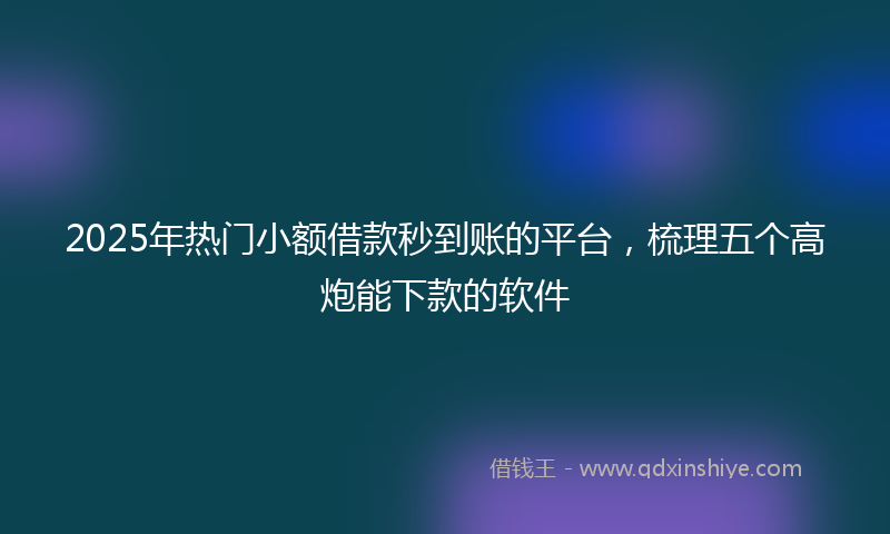 2025年热门小额借款秒到账的平台，梳理五个高炮能下款的软件