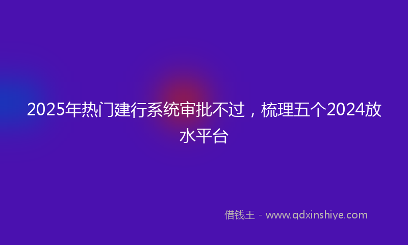 2025年热门建行系统审批不过，梳理五个2024放水平台