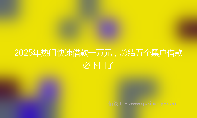 2025年热门快速借款一万元，总结五个黑户借款必下口子