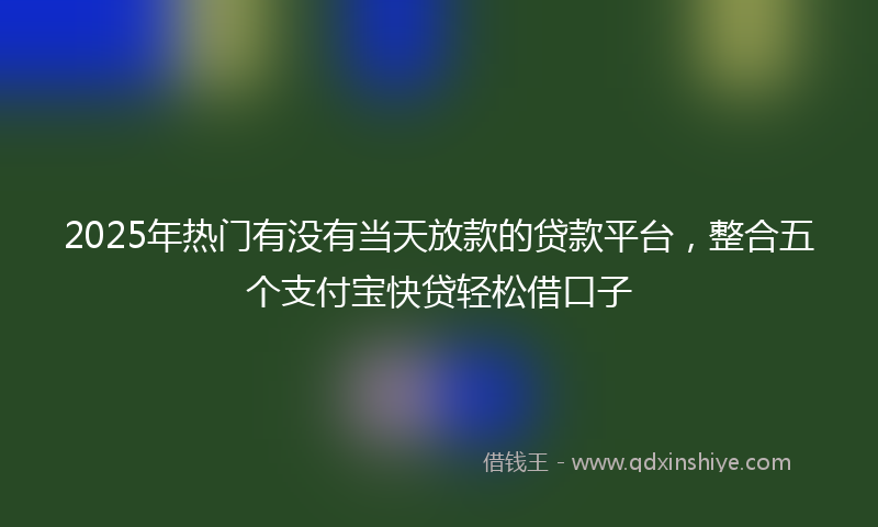 2025年热门有没有当天放款的贷款平台，整合五个支付宝快贷轻松借口子