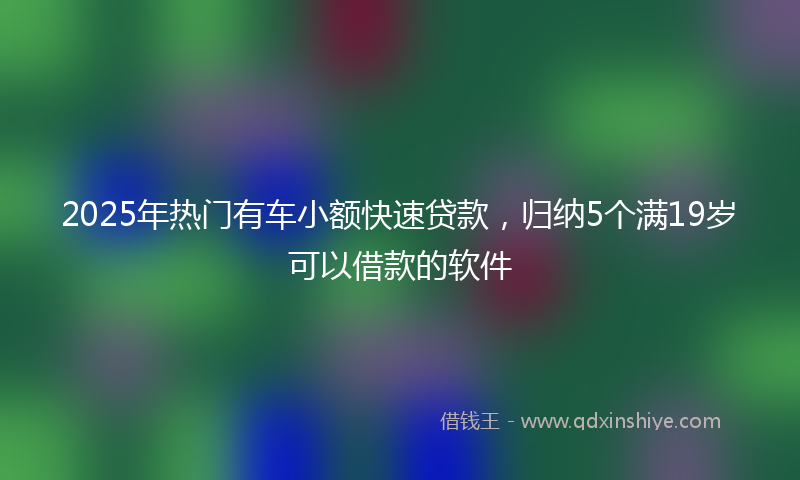 2025年热门有车小额快速贷款，归纳5个满19岁可以借款的软件