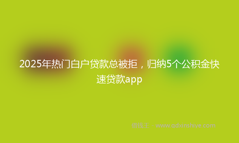 2025年热门白户贷款总被拒，归纳5个公积金快速贷款app