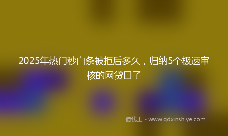 2025年热门秒白条被拒后多久，归纳5个极速审核的网贷口子