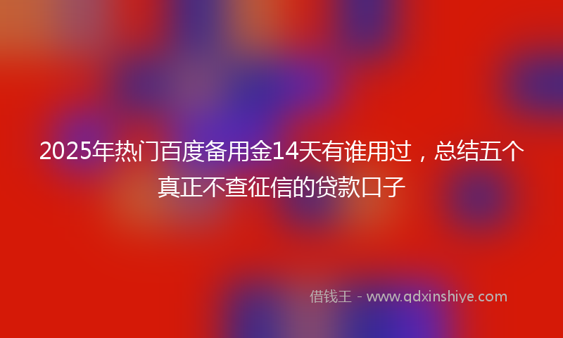 2025年热门百度备用金14天有谁用过，总结五个真正不查征信的贷款口子