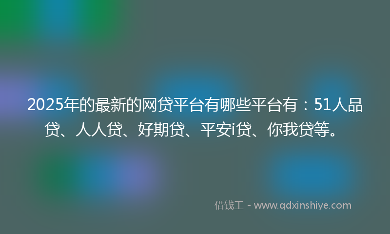 2025年的最新的网贷平台有哪些平台有：51人品贷、人人贷、好期贷、平安i贷、你我贷等。
