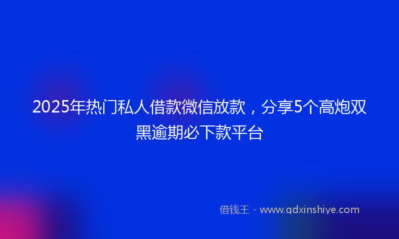 2025年热门私人借款微信放款，分享5个高炮双黑逾期必下款平台